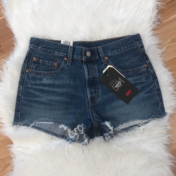 LEVI’S 501 Indigo Mid Rise Cutoff Jean Shorts - Picture 3 of 8